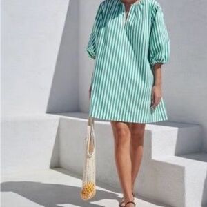 AYR Portofino Dress Green White Striped in Large Great As Beach/Swim Cover-Up